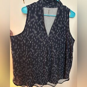 Lucy Navy Geometric Sleeveless Blouse